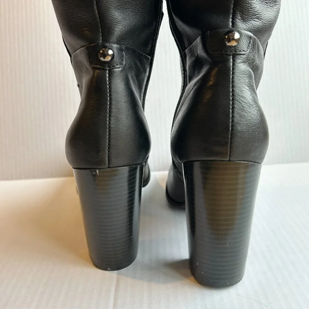 Liz & Co Black Leather Women's Calf Height Boots Size 9 Heel 4" - Picture 8 of 15